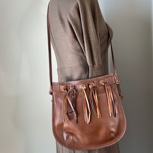 Baxmann Leather Fringe crossbody Shoulder Bag Purse Vintage